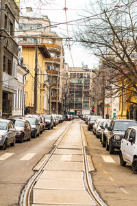 View of city street and buildings