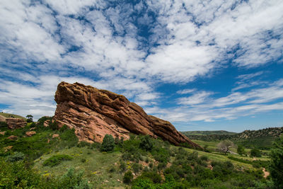 Scenic view of mountains against cloudy sky