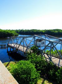 High angle view of river against clear sky