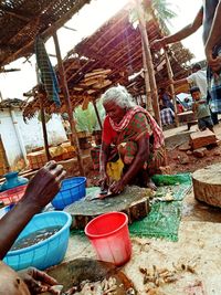 People working at market