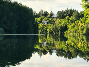 Scenic view of lake against sky