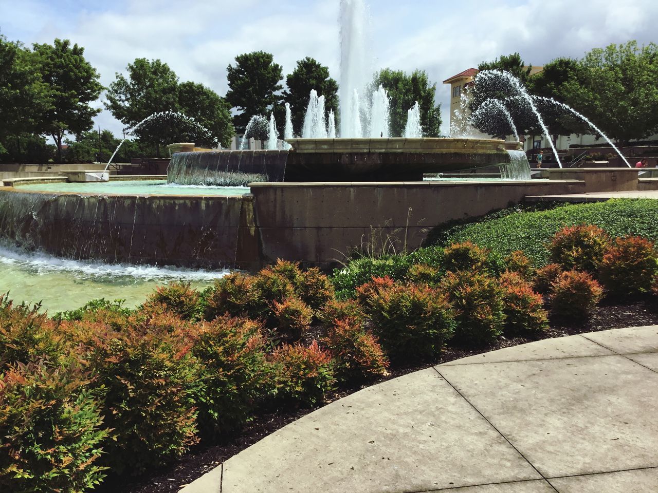 plant, water, tree, nature, fountain, sky, architecture, day, no people, growth, built structure, motion, cloud - sky, outdoors, lake, beauty in nature, spraying, scenics - nature, flowing water, flowing, falling water