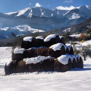 Scenic view of snow mountains against sky