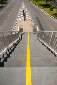 High angle view of footbridge