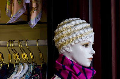 Close-up of mannequin in store