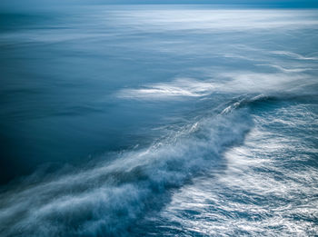 Aerial view of seascape at dusk