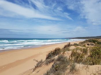 Scenic view of beach against sky