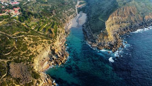 High angle view of beach
