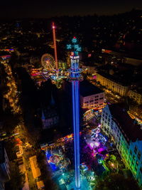 Illuminated cityscape at night