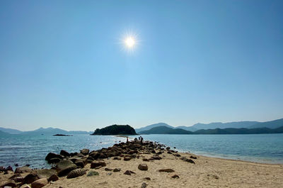 Scenic view of sea against clear sky