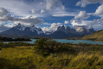 Scenic view of torres del paine national park, patagonia, chile