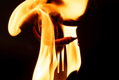 Close-up of fire against black background