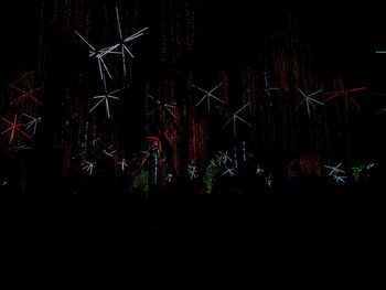 Firework display against sky at night