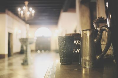 Close-up of coffee served on table in restaurant