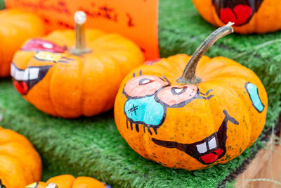 Close-up of pumpkins, halloween 