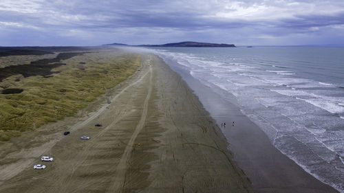 Scenic view of beach against sky