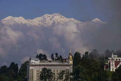 Buildings against cloudy sky