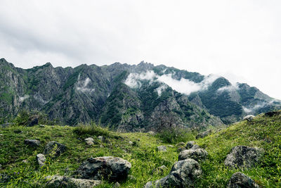 Scenic view of mountains against sky