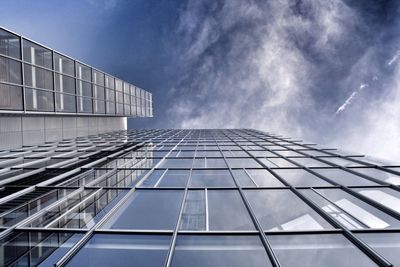 Low angle view of modern building against sky