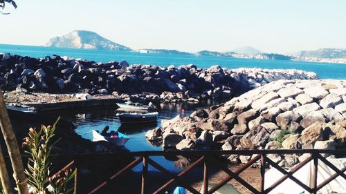 High angle view of beach against sky
