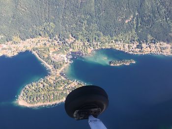 Aerial view of forest against sky