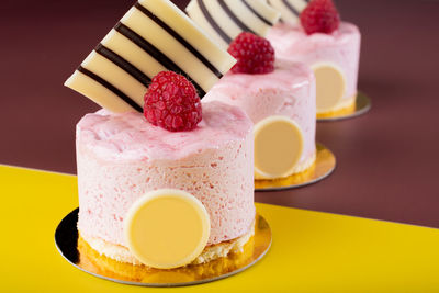Close-up of cake in plate on table