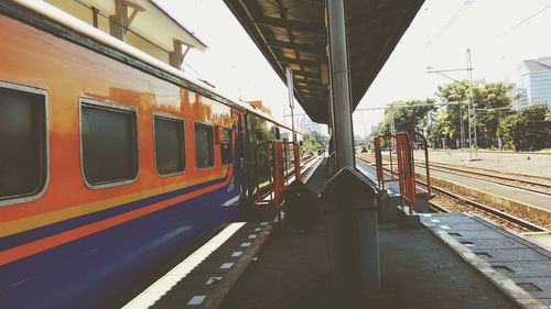 Train at railroad station platform