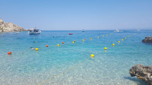 Scenic view of sea against clear sky