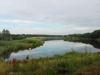 Scenic view of lake against sky