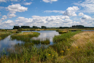 Scenic view of lake against sky