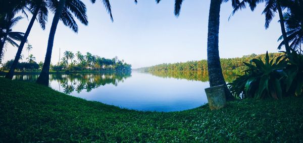 Scenic view of lake against sky