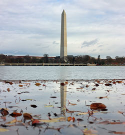 Reflection of building in lake