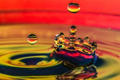 Close-up of water drop against blurred background