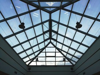 Low angle view of skylight in building