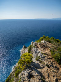 Scenic view of sea against clear sky