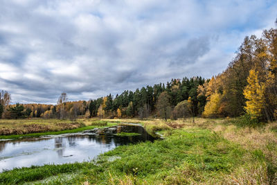 Scenic view of lake against sky