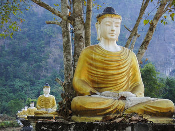 Statue of buddha against trees