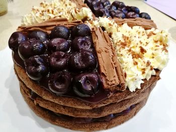 High angle view of dessert in plate