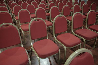 Full frame shot of red empty chairs