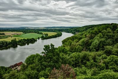 Scenic view of lake against sky