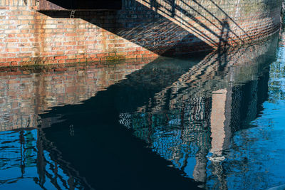 Reflection of old building in water