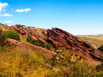 Scenic view of landscape against clear blue sky