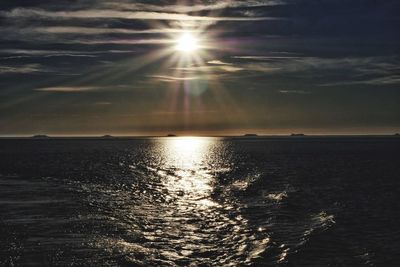 Scenic view of sea against sky at sunset