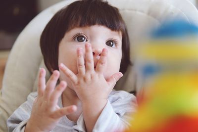 Close-up portrait of cute baby