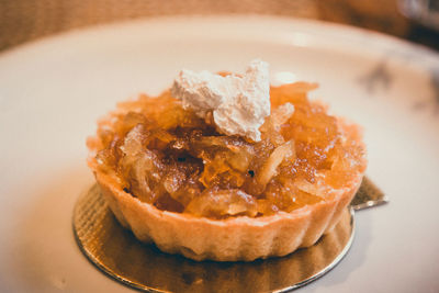 Close-up of tart served in plate