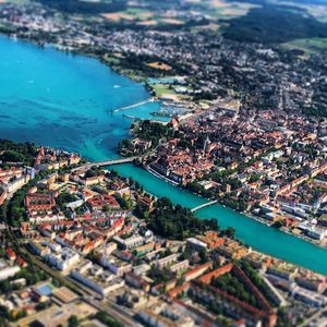 Aerial view of city and buildings