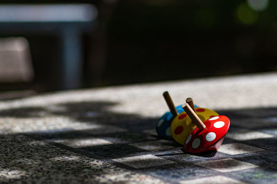 Close-up of toy ball on table