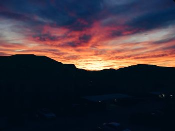 Scenic view of mountains at sunset