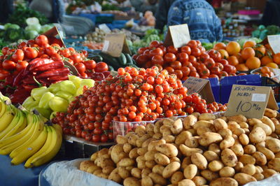 Food for sale on market stall