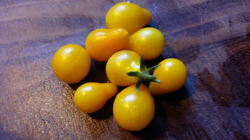 High angle view of oranges on table